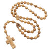 komi hot selling rose rosary 7/8mm bracelet with olive wood rope religious jewelry