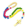 Hot Selling Colored 7*8mm Round Wood Beads Religious Prayer Rosary Cross Pendants Rosary Handmade Woven Catholic Jewelry