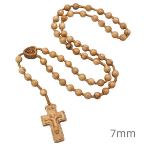 komi hot selling rose rosary 7/8mm bracelet with olive wood rope religious jewelry