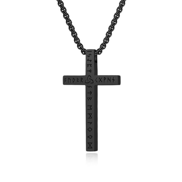 komi mens stainless steel viking text plain cross pendant necklace 24 inch rolo chain silver black gold cross necklace for boys komi mens stainless steel viking text plain cross pendant necklace 24 inch rolo chain silver black gold cross necklace for boys