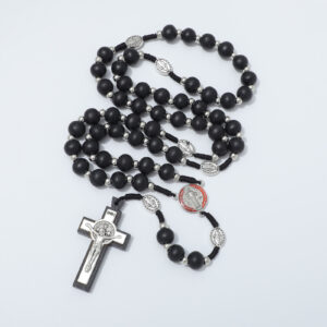 hot sale wooden rosary vintage virgin mary center beads jesus cross pendant prayer jewelry necklace