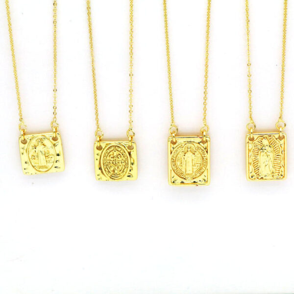 komi copper plated 18k square madonna cross pendant necklace