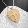 komi europe and the united states cross shield titanium steel necklace plated 18k gold necklace