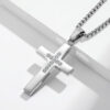 komi stainless steel diamond cross zircon smooth simple cross pendant necklace