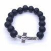 12 mm Black Religious Wooden Crown Skull Head Cross Crucifix Bangles Men Jewelry Beaded Bracelet