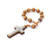 Rosary Wood Bead Rose Bracelet Finger Chain Prayer Bracelet of Jesus Cross Handmade Religious Jewelry RN-173