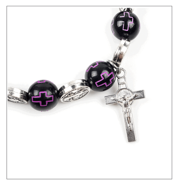 Fashion Acrylic Rosary Bracelet Religious Jewelry Round Hole Religious Figures Jesus Cross Gift Spot Wholesale