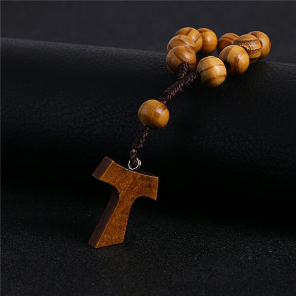 Komi 10mm Wooden Beads Rosary Bracelet Finger Chain Prayer Bracelet 11pc Beads Bracelets Handmade Religious Jewelry RN-070