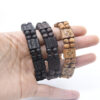 New Design Religious Christian Wooden Beads Elastic Bangle Cross Pendant Wrist Men's Bracelet