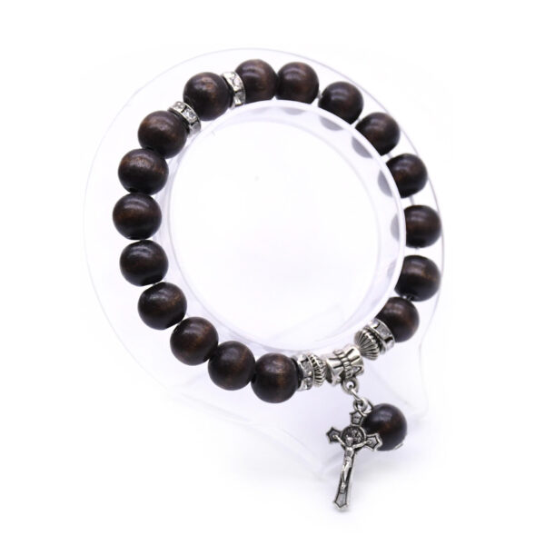 komi wholesales cheap wood bead hand adjustable cross beads onyx meditation prayer jewelry bracelet
