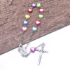 H0f1a969f0bc34377a82eec85df6f3d2e2 Komi Colorful Heart Shaped Plastic Beads Jesus Cross Pendant Decade Catholic Children Pray Religious Rosary Bracelet