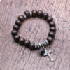 komi wholesales cheap wood bead hand adjustable cross beads onyx meditation prayer jewelry bracelet