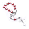 H14635443969e41cbbf13d34251f376b6E Komi Colorful Heart Shaped Plastic Beads Jesus Cross Pendant Decade Catholic Children Pray Religious Rosary Bracelet