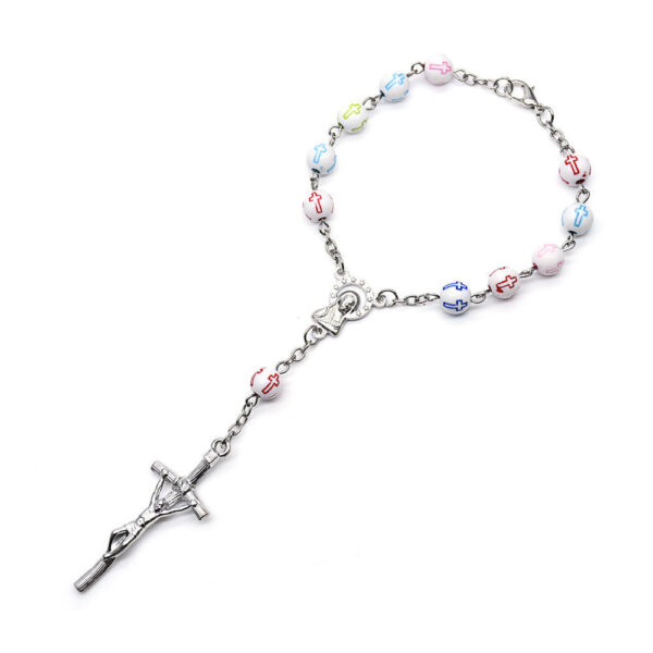 Komi Catholic Colorful Cross Beads Catholicism Religious Gift Crucifix Pendant Rosary Bracelet