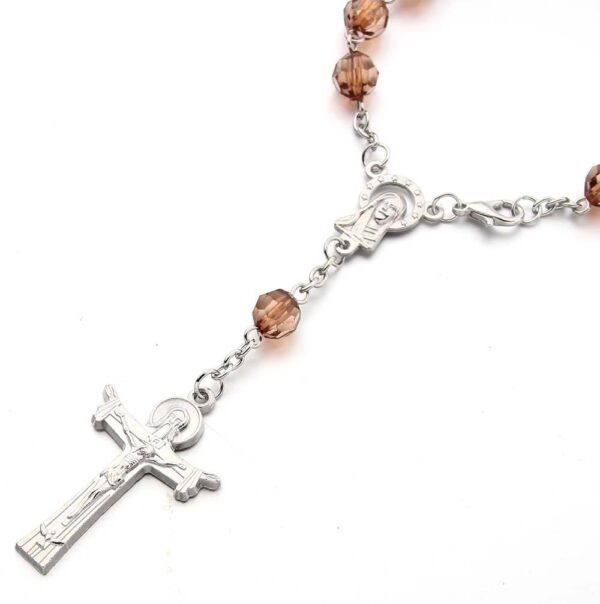 Komi Wholesale Acrylic Beads Catholic Bracelets Cross Pendant Goddness Rosary Prayer Promotion Bracelets