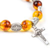 H1ab3ecd07e1a467b8b20d78799c5c6a02 Komi Wholesale Metal Cross Imitate Amber Beads Crucifix Pendant Prayer Rosary Bracelet