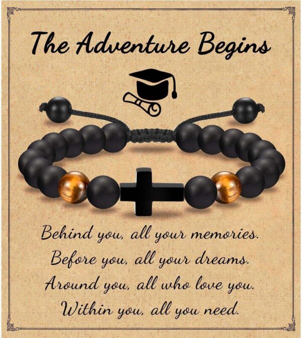 komi men's tiger eye stone bracelet hand woven rope adjustable cross bracelet