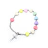 Komi Colored Heart Shaped Chaplet Holy Rosary Beads with Crucifix Bracelet Virgin Mary Children Rosary Bracelet
