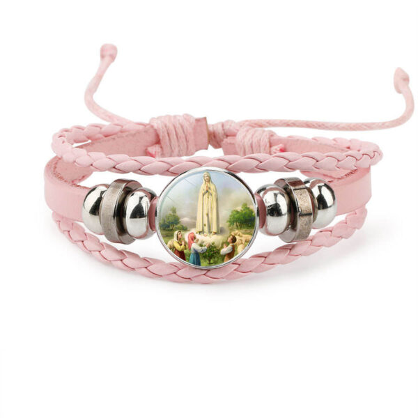 komi layered pu leather bracelets with round miraculous jesus virgin mary figures medal beads wristband bangle bracelet komi layered pu leather bracelets with round miraculous jesus virgin mary figures medal beads wristband bangle bracelet