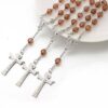Komi Wholesale Acrylic Beads Catholic Bracelets Cross Pendant Goddness Rosary Prayer Promotion Bracelets