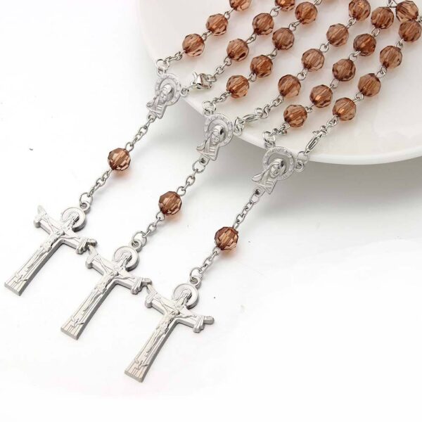 Komi Wholesale Acrylic Beads Catholic Bracelets Cross Pendant Goddness Rosary Prayer Promotion Bracelets