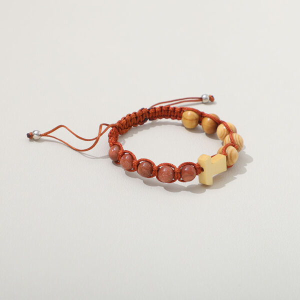 religious handwoven rosary bracelet saint mary wood beads stone beads beaded bracelet cross classic prayer bracelet