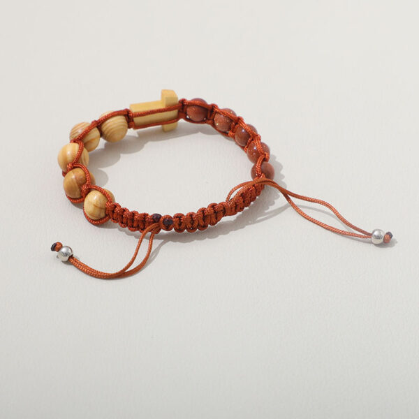 religious handwoven rosary bracelet saint mary wood beads stone beads beaded bracelet cross classic prayer bracelet