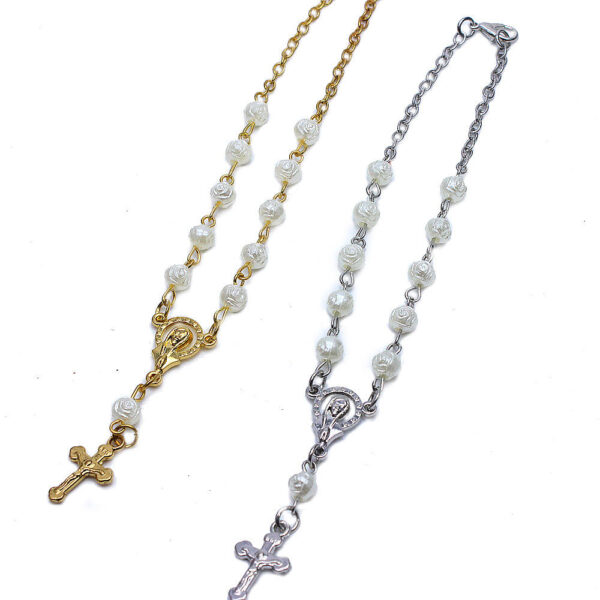 Komi Wholesale Plastic Rosette Rosary Beads Jesus Cross Pendant Religious Jewelry Prayer Box Packaging Rosary Bracelet