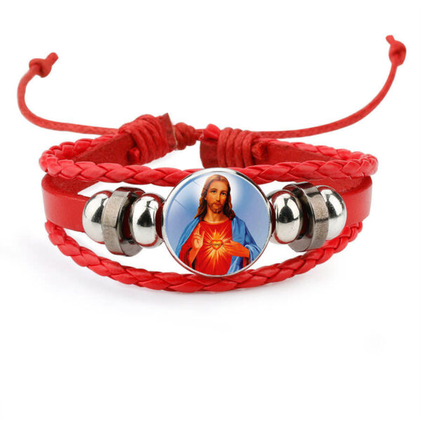 komi layered pu leather bracelets with round miraculous jesus virgin mary figures medal beads wristband bangle bracelet komi layered pu leather bracelets with round miraculous jesus virgin mary figures medal beads wristband bangle bracelet