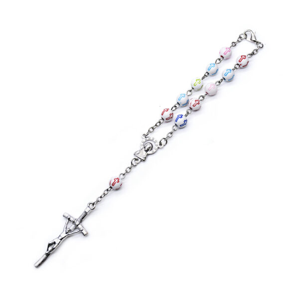 Komi Catholic Colorful Cross Beads Catholicism Religious Gift Crucifix Pendant Rosary Bracelet