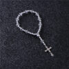Komi Rosary CCB Silver Bead Bracelet Alloy Jesus Cross Fashion Religious Jewelry Elastic Bracelet