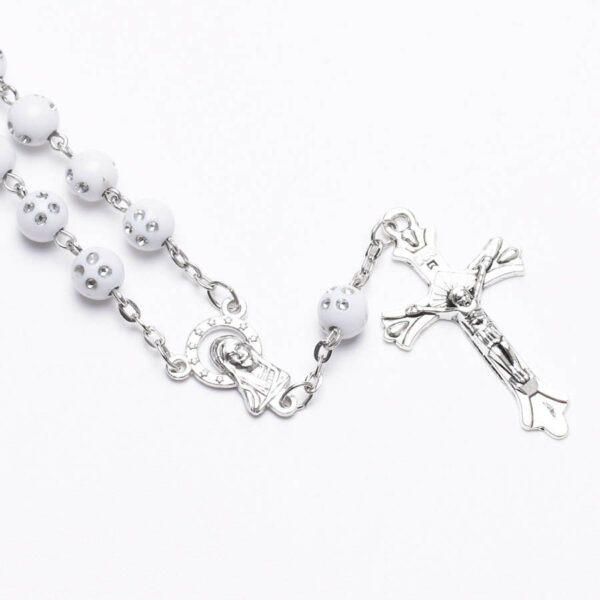 Komi Wholesales Acrylic 8mm Beads Rosary Virgin Mary Connector and Crucifix Catholic Gifts Rosary Bracelet