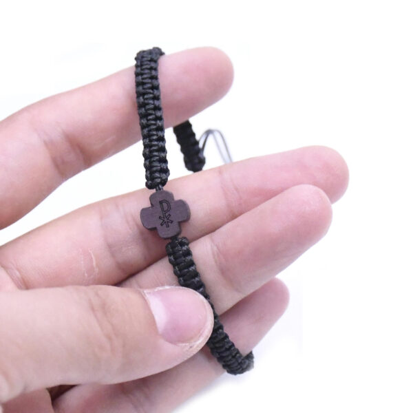 komi rosary adjustable cross wood bracelet catholic saints jesus prayer woven rope bracelets