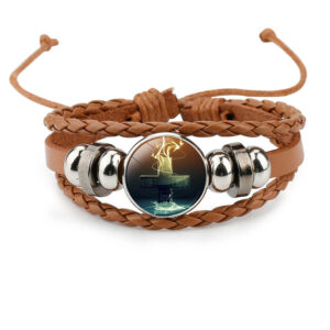 komi layered pu leather bracelets with round miraculous jesus virgin mary figures medal beads wristband bangle bracelet