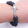 12 mm Black Religious Wooden Crown Skull Head Cross Crucifix Bangles Men Jewelry Beaded Bracelet