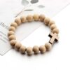 Handmade Round Wood Bead Bracelet Coffee Color Wood Cross Bracelet Wooden Pendant Bracelet Spot Wholesale