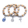 New Design Wooden Bead Macrame Cross Wood Beads Catholic Rosary Bracelet