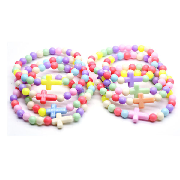 Komi Wholesales Plastic Colorful Beads Cross Catholicism Children Religious Gift Bracelet