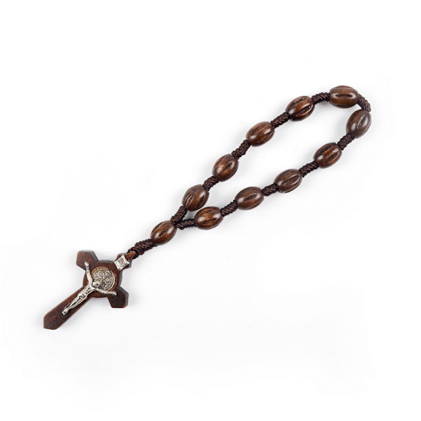 10 * 8mm Wood Bead Rose Bracelet Finger Chain Prayer Bracelet 11pc Engraved Bead Bracelet Handmade Religious Jewelry RN-145