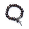 komi wholesales cheap wood bead hand adjustable cross beads onyx meditation prayer jewelry bracelet