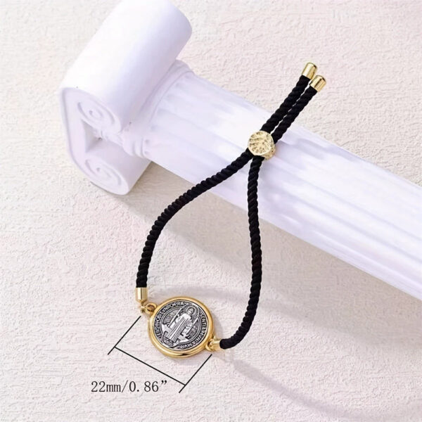 komi patron saint charm bracelets for women silver saint benedict medal rosary bracelet cord braided bracelet gift for women men