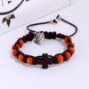 Komi Handmade Rosary Bracelet Adjustable Cross Wood Bracelet Catholic Saints Jesus Prayer Rope Bracelets