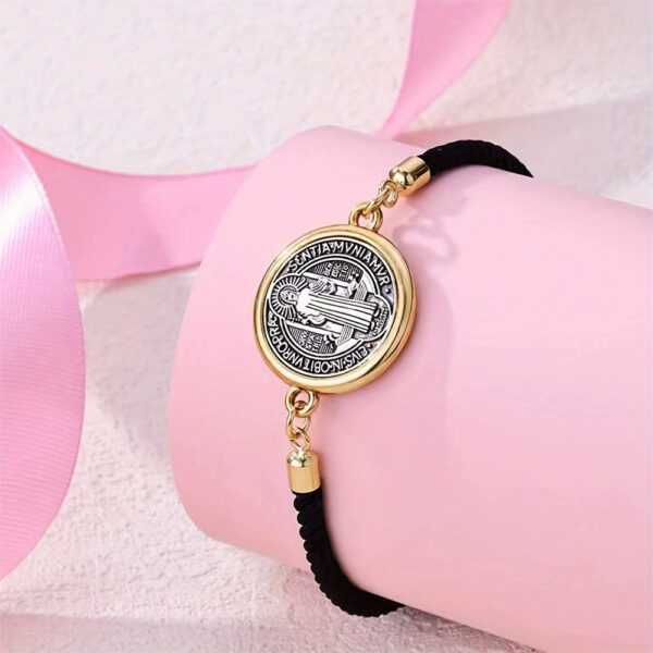 komi patron saint charm bracelets for women silver saint benedict medal rosary bracelet cord braided bracelet gift for women men