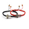 komi alloy red and black rope woven adjustable cross rosary bracelet