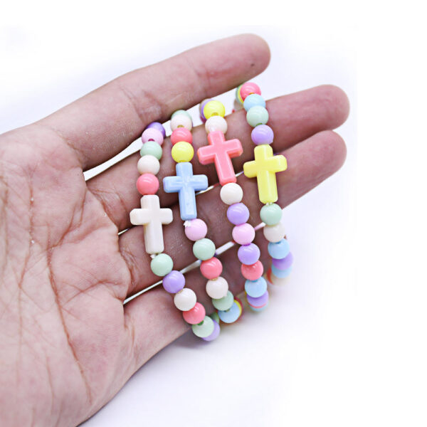 Komi Wholesales Plastic Colorful Beads Cross Catholicism Children Religious Gift Bracelet