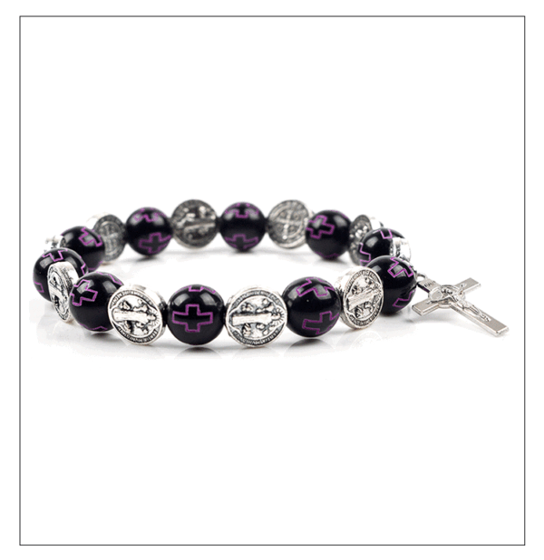 Fashion Acrylic Rosary Bracelet Religious Jewelry Round Hole Religious Figures Jesus Cross Gift Spot Wholesale