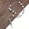 Komi Catholic Colorful Cross Beads Catholicism Religious Gift Crucifix Pendant Rosary Bracelet
