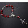 wholesales christian plastic round peal glass beads rosary crucifix virgin mary pendant bracelet