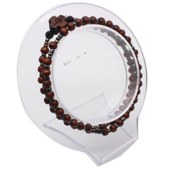 Wholesale 59 Mini Rosary Beads Wood Bead Elastic Yago Black Cross Beads Rosary Filament Wrist Bracelet for Men