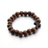 Handmade Round Wood Bead Bracelet Coffee Color Wood Cross Bracelet Wooden Pendant Bracelet Spot Wholesale